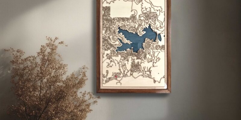 Wooden wall map